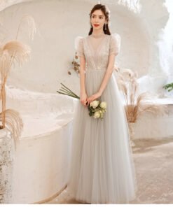 light grey prom dress 1250-002