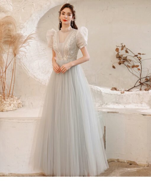 light grey prom dress 1250-005