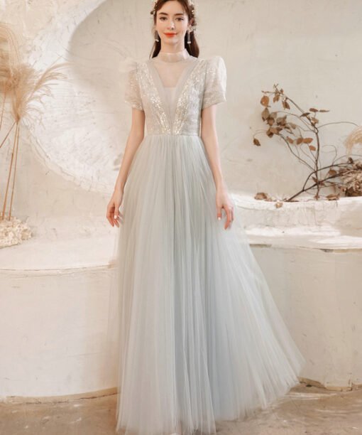 light grey prom dress 1250-006