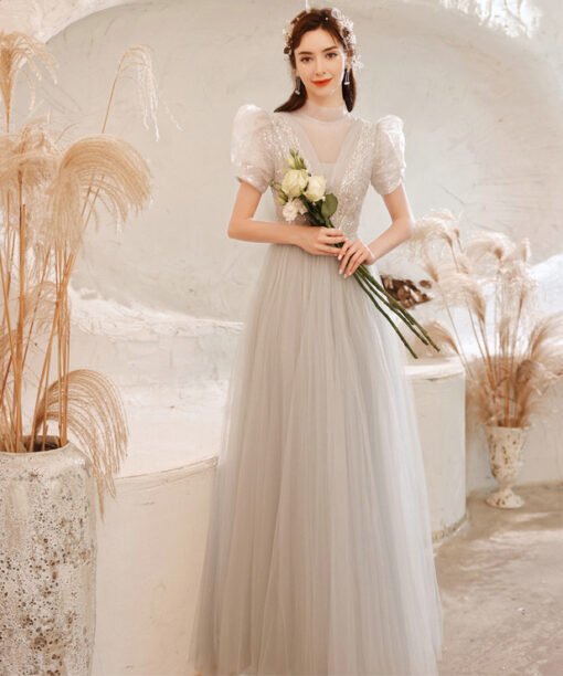 light grey prom dress 1250-007