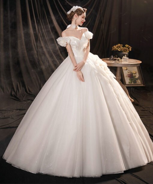 off the shoulder ball gown wedding dress 1267-004