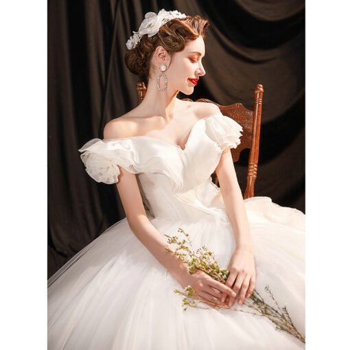 Off The Shoulder Ball Gown Wedding Dress Princess Sparkly Bridal Dress - Image 5