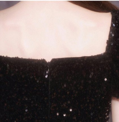 off the shoulder black evening dress 1270-003