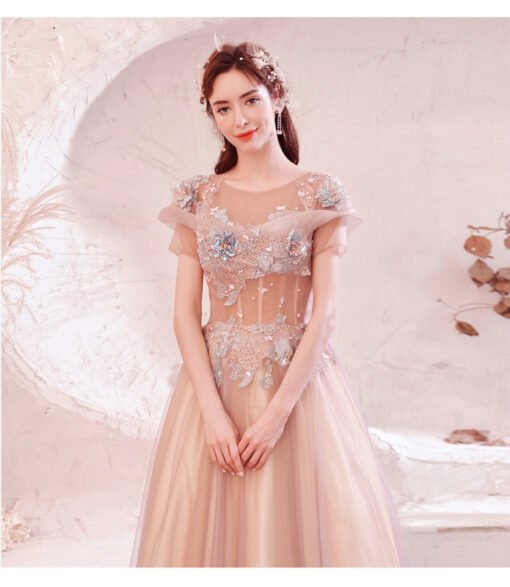 pink formal dress cheap 1252-002