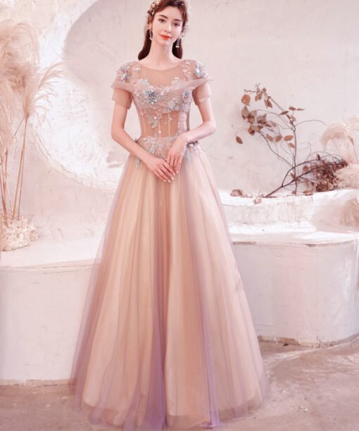 pink formal dress cheap 1252-003