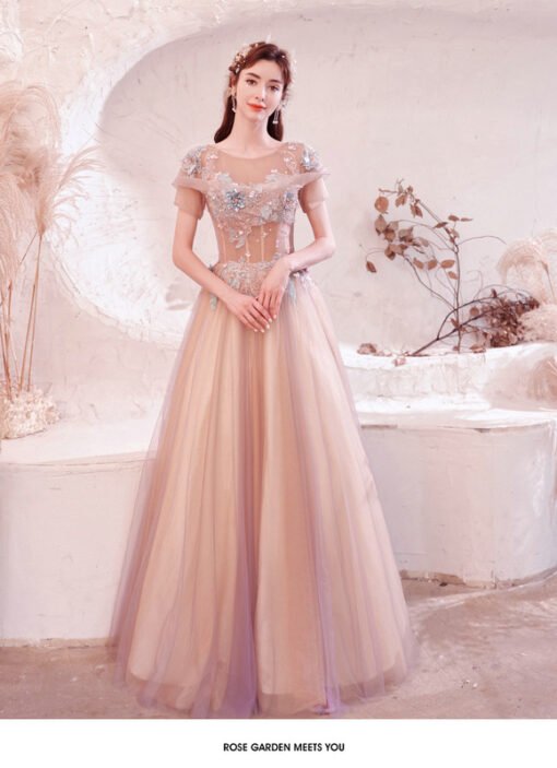 pink formal dress cheap 1252-003