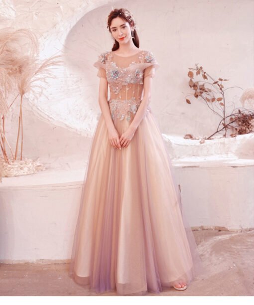 pink formal dress cheap 1252-006