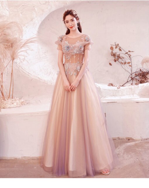 pink formal dress cheap 1252-006