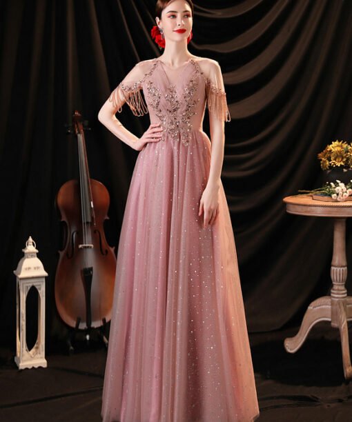 pink prom dress long 1250-003