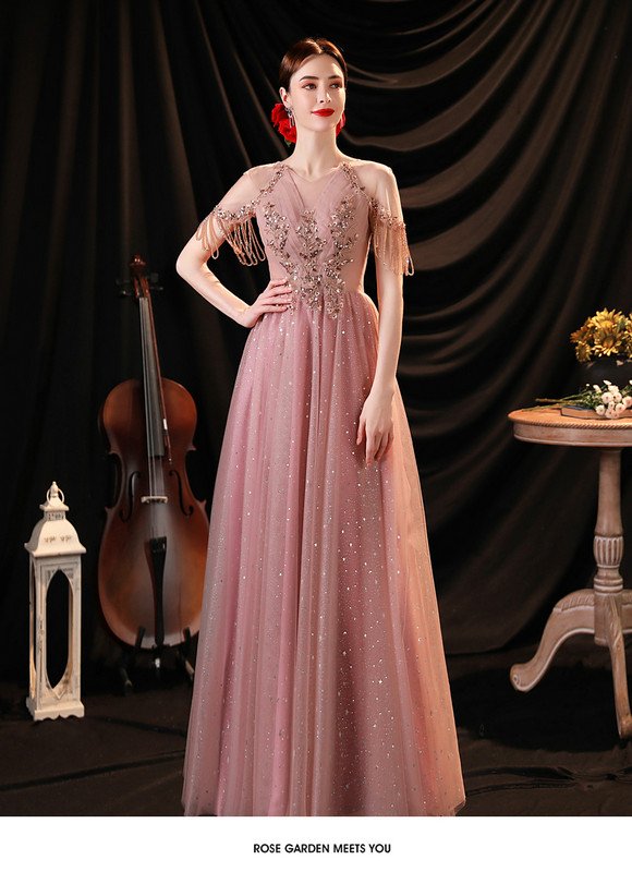 pink prom dress long 1250-003