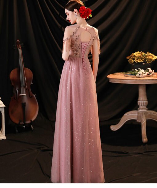 pink prom dress long 1250-005