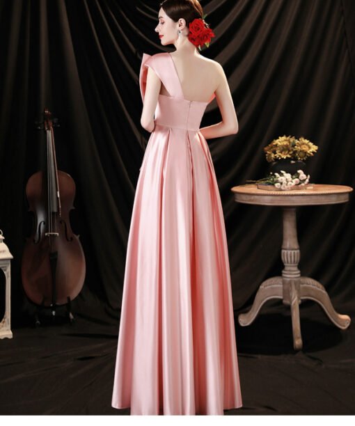 pink satin prom dress 1276-004