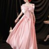 pink satin prom dress 1276-005