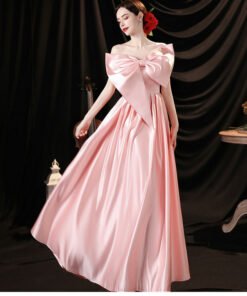 pink satin prom dress 1276-005