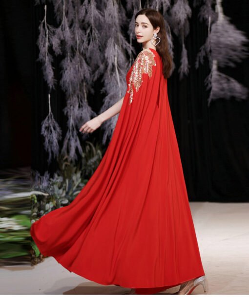 red dress with cape 1262-005