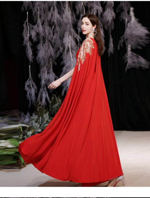 red dress with cape 1262-005