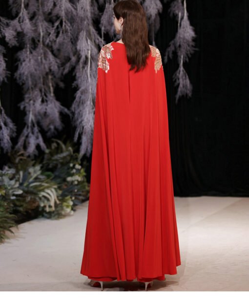 red dress with cape 1262-006