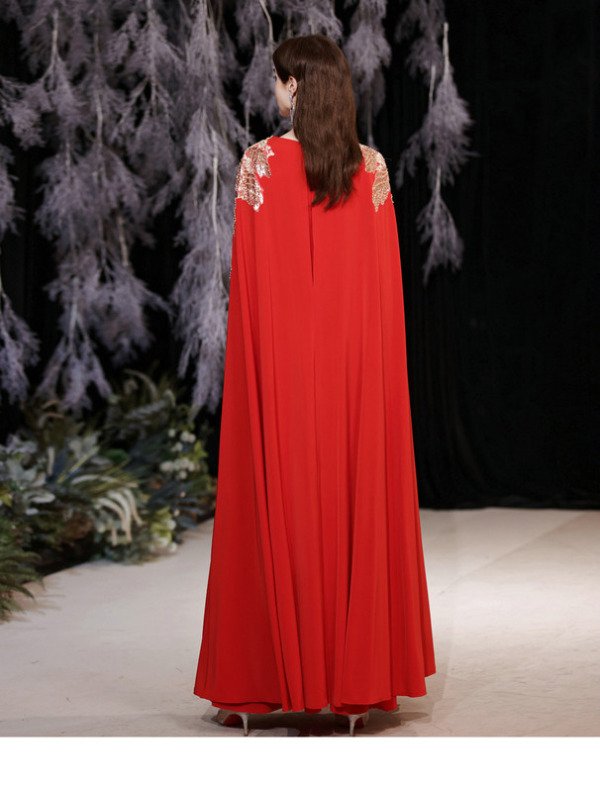 red dress with cape 1262-006