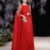 red dress with cape 1262-007