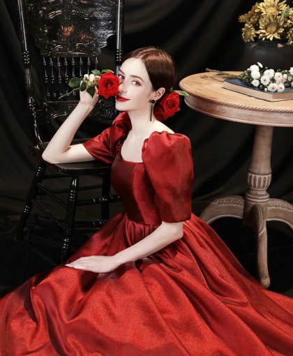 red satin prom dress 1275-008