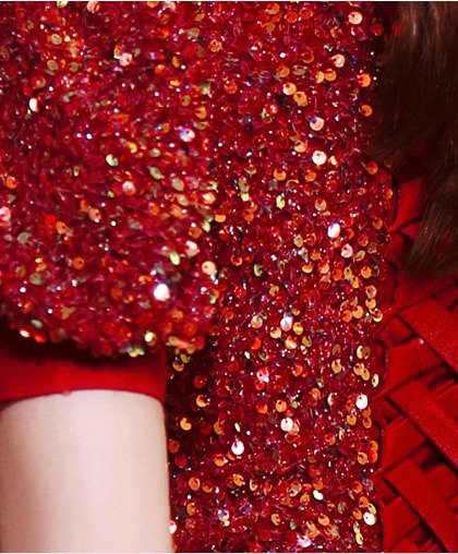 red sequin cocktail dress 1258-010