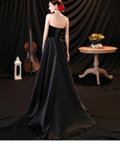 satin black prom dress 1269-004