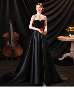 satin black prom dress 1269-005
