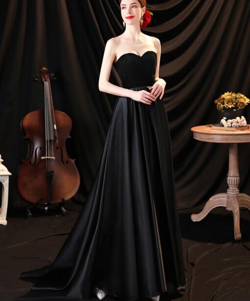 satin black prom dress 1269-006
