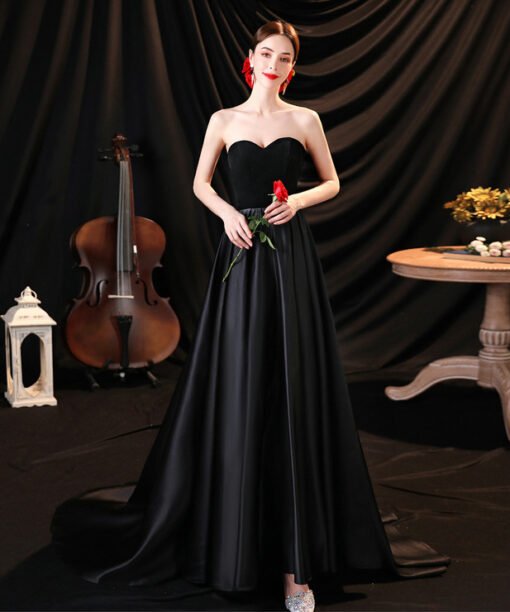 satin black prom dress 1269-007