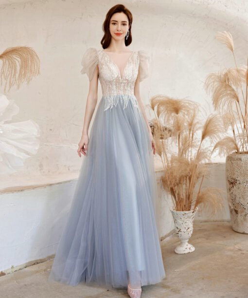 white and silver prom dress 1274-008