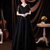 black evening dress plus size 1278-005