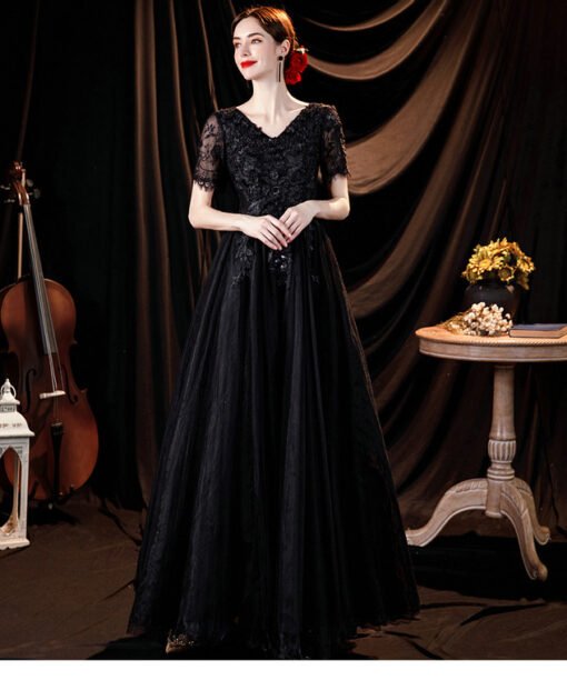 black evening dress plus size 1278-005