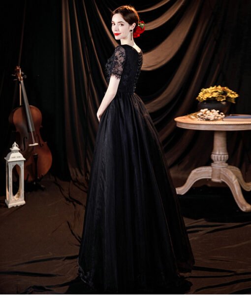 black evening dress plus size 1278-007