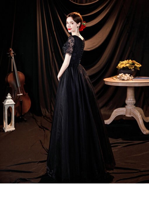 black evening dress plus size 1278-007