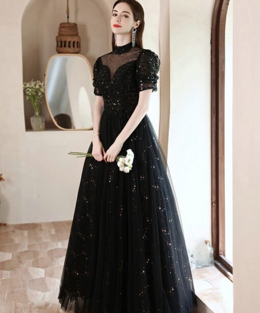 black long prom dress 1296-007