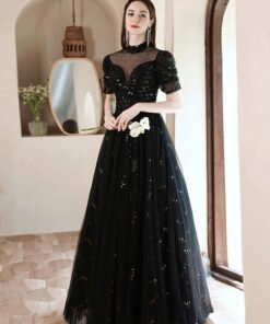 black long prom dress 1296-009