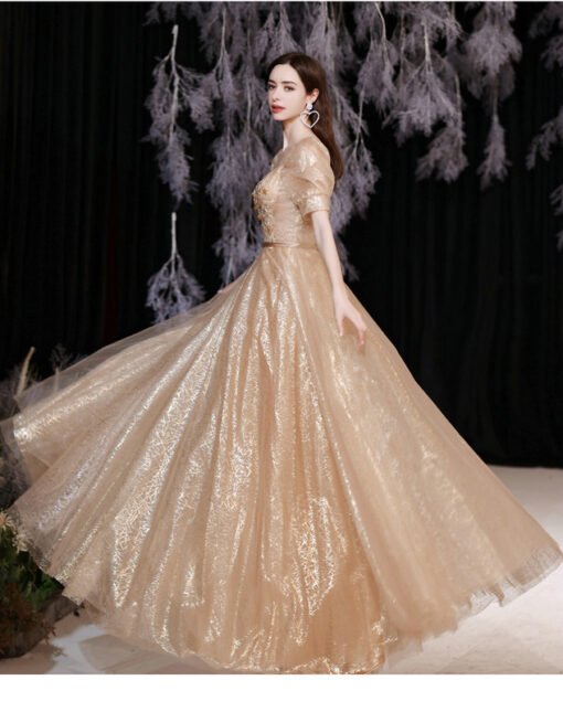 Gold Formal Dresses Plus Size Sweetheart Short Sleeve Ball Gown Quinceanera - Image 4