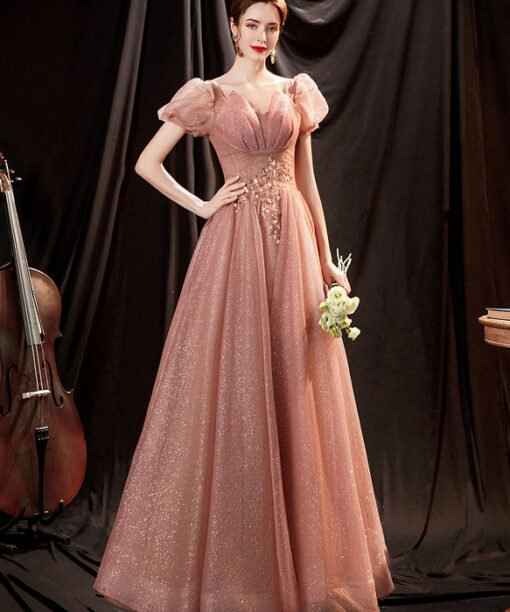 gold sparkly prom dress 1287-006