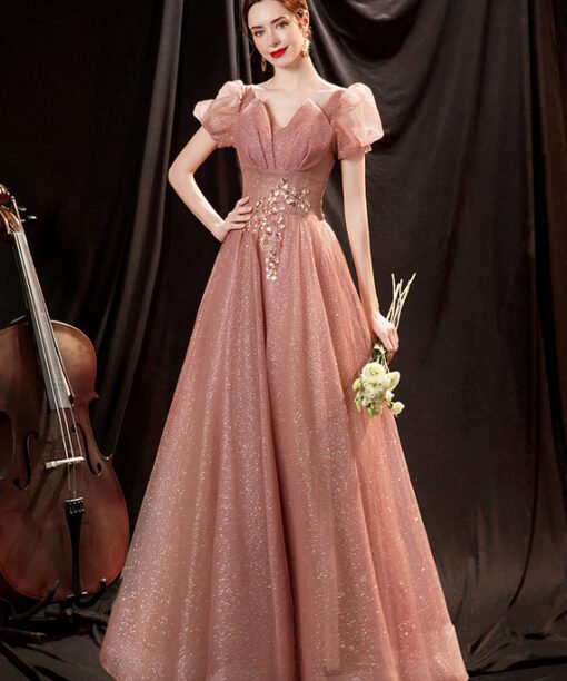 gold sparkly prom dress 1287-007