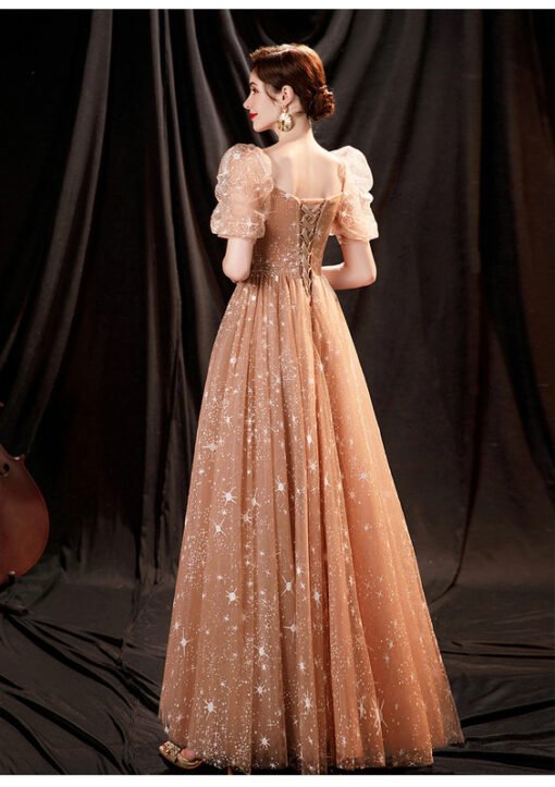 gold sweetheart neckline dress 1283-004