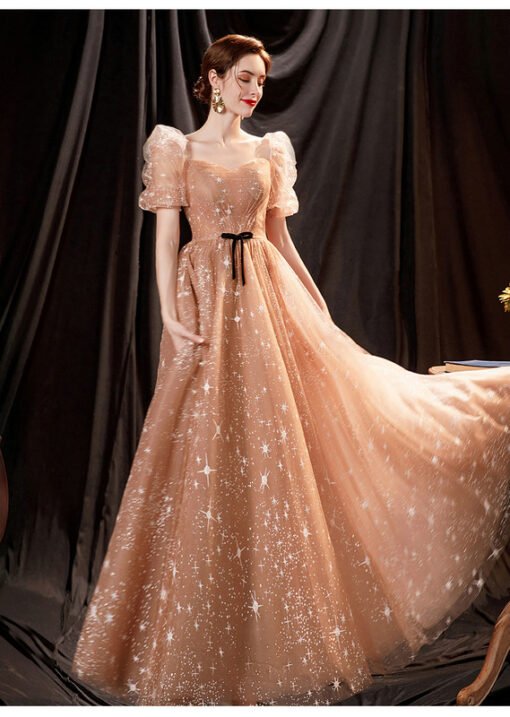 gold sweetheart neckline dress 1283-006