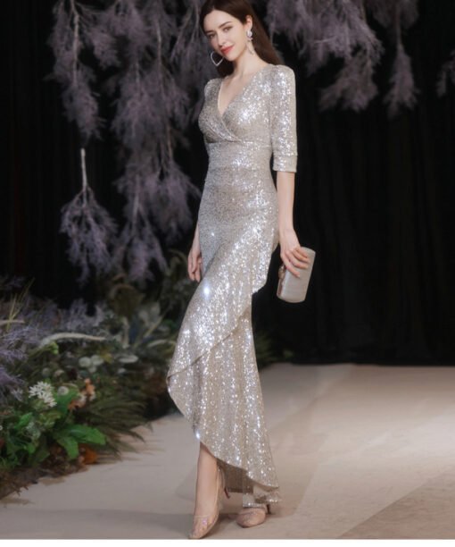 high low long sleeve dress 1286-01