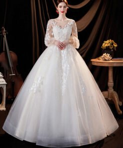long sleeve lace wedding dress 1285-006