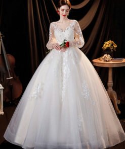 long sleeve lace wedding dress 1285-007