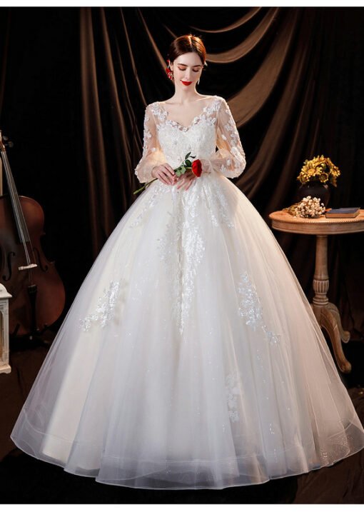 long sleeve lace wedding dress 1285-007