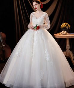 long sleeve lace wedding dress 1285-008