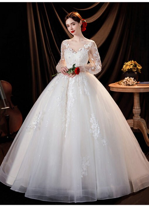 long sleeve lace wedding dress 1285-008