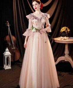 long sleeve pink dress 1284-004