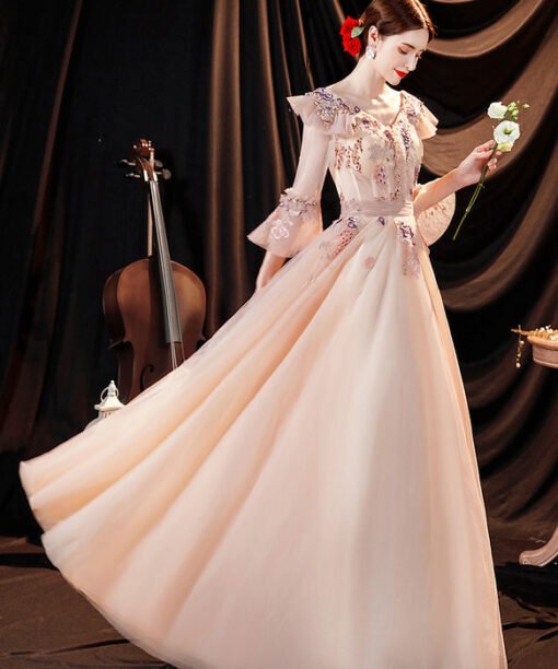 long sleeve pink dress 1284-006