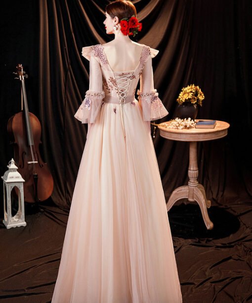 long sleeve pink dress 1284-008